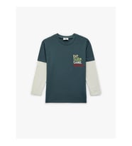 Koton Pamuk Antrasit Erkek Çocuk Uzun Kollu T-shirt 6WKB10392TK