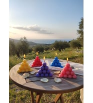 BONCUK PİRAMİT 5'Lİ HEDİYELİK DEKORATİF HOŞ KOKULU PARAFİN WAX MUM (KIRMIZI + SARI + BEYAZ + PEMBE + MOR RENKLİ)