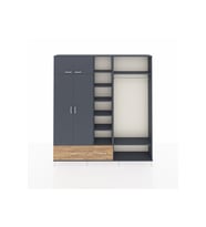 Arges Dolap 12 Raflı 2 Çekmeceli 2 Askılı 220x30x243 Antrasit-Antrasit/Çam
