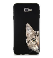 Samsung Galaxy J7 Prime 2 Soft Premier Kapak Catface Tasarımlı Silikon Kılıf - Siyah (Şeffaf)