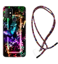 INFINIX Hot 8 9 10 11S Hot 10 Play 10T Kılıf Boyun Asklı Rasta Silikon Butterfly Neon 1684