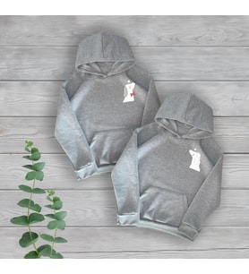 Sevgili Çift Köpek Baskılı Hediye 2'li Oversize Gri Sweatshirt
