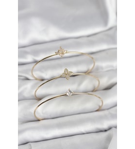 Zirkon Taşlı Gold Renk Yonca Model 3'lü Kadın Bileklik Kombini 5886