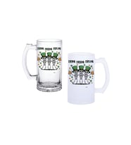 Ghostbastır Design İrlandalı İskeletler Kulplu Bira Bardağı Buzlu veya Şeffaf Seçenekli 0112