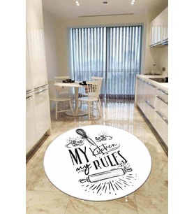 Beyaz Kaymaz My Kitchen My Rules Daire Mutfak Halısı AR857