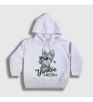 Presmono Unisex Çocuk Beyaz Yorkie Mom Mama Yorkshire Terrier Annesi Kapüşonlu Sweatshirt 556668tt