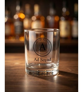 Kişiye Özel İsimli Viski Bardağı – Monogram Tasarım 300 ml Cam Whiskey Glass Hediyelik