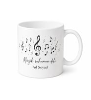 İsimli Müzik Notası Desenli Baskılı Kupa Bardak Müzisyen Hediye