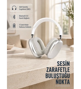 Bluetooth 5.0 Kulak Üstü Kulaklık – Uzamsal Ses, Gürültü Engelleme, Ergonomik Tasarım