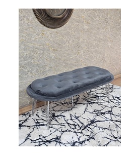 Ufo Oturak Bench - Krom Kaplama Telli Ayak - Oturak - Bench - Puf - Yatak Ucu Pufu Füme Renk 100 x 50 Boyut/Ebat (Çok Renkli)