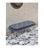 Ufo Oturak Bench - Krom Kaplama Telli Ayak - Oturak - Bench - Puf - Yatak Ucu Pufu Füme Renk 100 x 50 Boyut/Ebat (Çok Renkli)