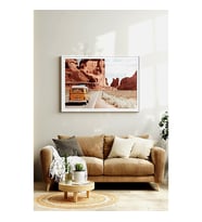 Ahşap Çerçeveli Tablo Dekorasyon Ev Dekoru Tekli Çerçeve Çerçeveli Poster Baskı Araba Tatil Car (Beyaz)