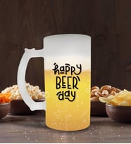 BK Gift Happy Beer Day Tasarımlı Cam Bira Bardağı 50cl-1 (Beyaz)