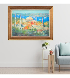 Altın Varaklı Çerçeveli Paspartulu  Tablo zv0879 (Gold)