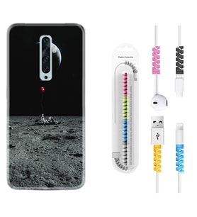 Oppo Reno 2Z 4 Lite 4 Pro 5 6 7 A31 Kılıf Kablo Koruma Spiral Silikon Astronoot Red Baloon 1608