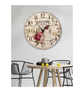 BİLGE LAZER Retro Tasarımlı Duvar Saati 35x35 Cm (Desenli)