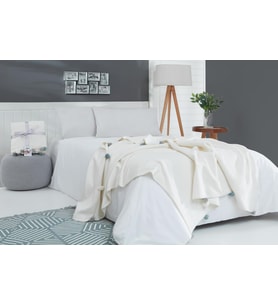 Dolce Bonita Home 150x200 Tek Kişilik Ponponlu Pike Battaniye Krem