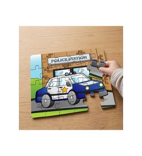 Polis Arabası Tasarımlı 24 Parça Ahşap Çocuk Puzzle MPK0947
