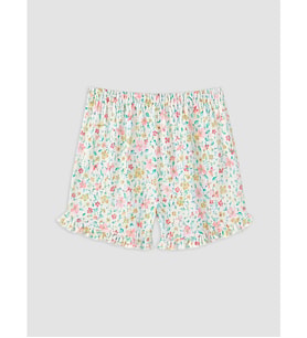 LCW DREAM Ekru Beli Lastikli Çiçekli Kadın Şort Pijama Altı