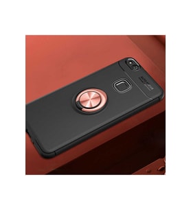Huawei P10 Lite Uyumlu Kılıf Zore Ravel Silikon Kapak (Siyah-Rose Gold)