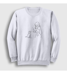 Presmono Unisex Beyaz Dog And Coffee Köpek Sweatshirt 286028tt (Beyaz)