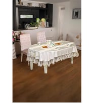Isabella Dantelli Taşlı Krem Masa Örtüsü Runner 170x230 Cm 2 Parça 184 (Standart)