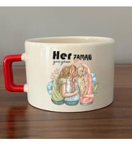 Her Zaman Yanyana Baskılı Kırmızı Kulplu C Fincan