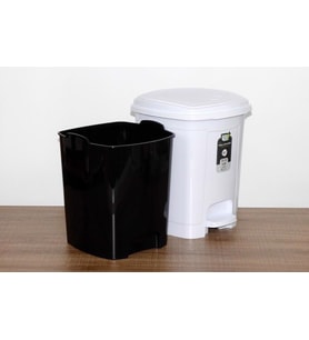 Poly Time Plastik Basmalı Pedallı Çöp Kovası Kutusu / 52 Litre - Beyaz / 57x40x40 Cm.
