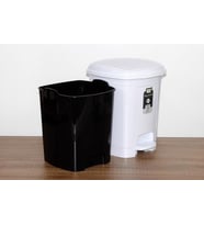 Poly Time Plastik Basmalı Pedallı Çöp Kovası Kutusu / 52 Litre - Beyaz / 57x40x40 Cm.