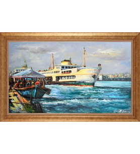 Çerçeveli Paspartulu Manzara Tablo ah1846 (Gold)