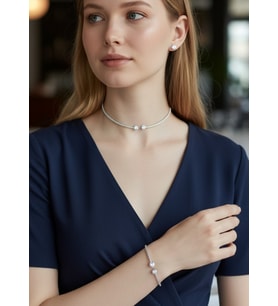 Vip Silver Taşlı Kolye Bileklik Küpe Set - 26set09