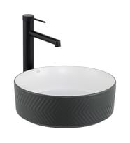 E-W5002GB Tezgah Üstü Lavabo Mat Gri & Parlak Beyaz