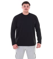 Erkek 115-155 Kilo Arası İçin Uygun Uzun Kol Bisiklet Yaka Mevsimlik Düz Renk İnce Sweatshirt
