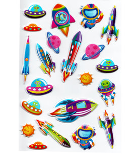Sticker Kabartmalı A4 boyutunda Stiker Defter, planlayıcı etiket, -(Lim113) - Roket, Uzay