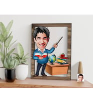 BK Gift Kişiye Özel Erkek Öğretmen Karikatürlü 3D Ahşap Tablo, Sevgiliye Hediye, Arkadaşa Hediye, Yıl Dönümü Hediyesi, Doğum Günü Hediyesi-4