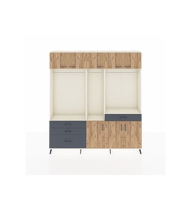 Arges Dolap 8 Raflı 4 Çekmeceli 3 Askılı 220x30x243 Aytaşı-Çam/Antrasit