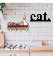 BK Home Doğal Ahşap Raflı Dekoratif Fincan Askılığı ve Duvar Süsü-5 (Beyaz)