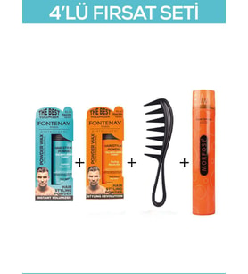 Fontenay Saç Şekillendirici Pudra Toz Wax Mat Effect Ve Ultra Strong 20gr + Şekil Tarak'ı + Saç Spreyi 400ML 4'lü Set