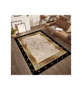 Rovigo Home Dijital Baskı Yıkanabilir Kaymaz Taban Salon Halısı RVG1833-SM99 (Kahverengi)
