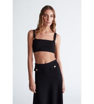 Styleboom X Peraluna ELIZABETH BRALET Düğme Detaylı Askılı Kadın Triko Bralet - Siyah