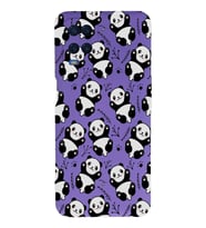 Oppo A16 Uyumlu Lansman Kılıf Panda Tasarımlı İçi Kadife Kapak-Mor (Şeffaf)