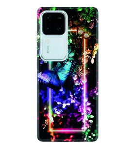Vivo V30 Kılıf Silikon Desen Özel Seri Butterfly Neon 1684