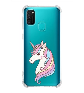 Samsung Galaxy M21  Köşe Korumalı Antişok Kapak Unicorn Tasarımlı Şeffaf Silikon Kılıf