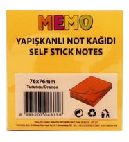 Memo Yapışkanlı Not Kağıdı 76X76Mm Turuncu - 3 adet