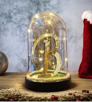 Kişiye Özel Harfli Led Işıklı Fanus - Parlak Gold Harfli - Büyük Boy