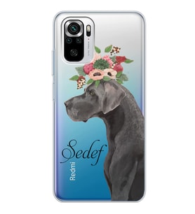 Xiaomi Çiçekli Köpek Tasarımlı Şeffaf Telefon Kılıfı