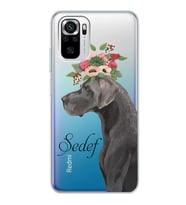 Xiaomi Çiçekli Köpek Tasarımlı Şeffaf Telefon Kılıfı