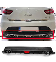Renault Clio Mk4 Siyah Difüzör Difizör Yuvarlak Egzoz Görünüm Kulaklı Tip 2012-2019