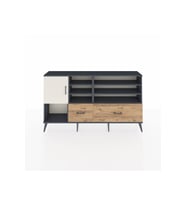 Arges Konsol 8 Raflı 2 Çekmeceli Tek Kapaklı  176x30x99 Antrasit-Aytaşı/Çam