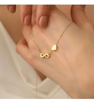 925 Ayar Gümüş Kalpli Sonsuzluk Kolye (Gold)